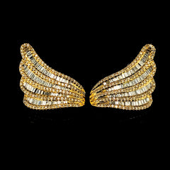PREORDER | Golden Angel Wings Deco Statement Diamond Earrings 14kt