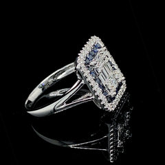PREORDER | Emerald Blue Sapphire Gemstones & Diamond Ring 14kt