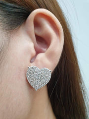 巨型心形密镶钻石耳环 14 克拉