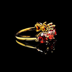 PREORDER | Golden Ruby Hearts Half Eternity Gemstones Diamond Ring 18kt Gold