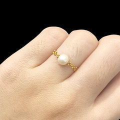 PRICEDROP! | Golden Adjustable Pearl Ring 18kt Yellow Gold