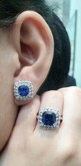 PREORDER | Sapphire Gemstones Diamantes Halo Diamond Jewelry Set 14kt