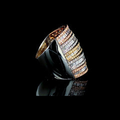 CLEARANCE BEST | Layered Baguette Multi-Tone Statement Diamond Ring 14kt