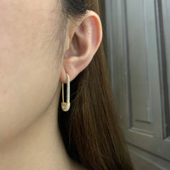 PREORDER | Golden Studded Pin Hoop Diamond Earrings 18kt