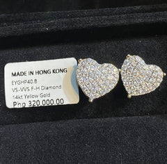 PREORDER | Golden Heart Stud Statement Diamond Earrings 14kt