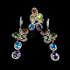 PREORDER | Multi-Colored Gemstones Deco Diamond Jewelry Set 14kt