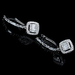 PREORDER | Cushion Dangling Diamond Earrings 14kt