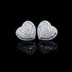 PREORDER | Large Heart Paved Stud Diamond Earrings 14kt
