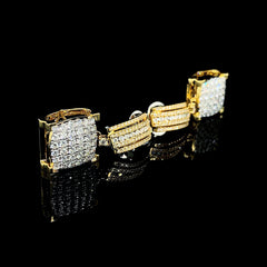 PREORDER | Golden Large Cushion Dangling Diamond Earrings 14kt