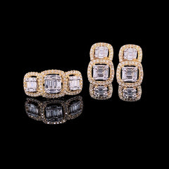 PREORDER | Golden Trio Cushion Diamond Jewelry Set 14kt