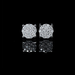 Classic Large Round Cathedral Stud Diamond Earrings 14kt