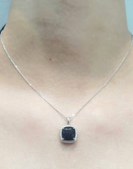 PREORDER | Blue Sapphire Gemstones Cushion Diamond Necklace 14kt