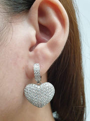 PREORDER | Jumbo Heart Paved Hoop Dangling Diamond Earrings 14kt