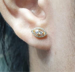 PREORDER | Golden Marquise Stud Diamond Earrings 14kt