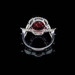 PREORDER | Oval Red Ruby Gemstones Diamond Cocktail Ring 14kt
