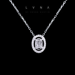 LVNA 礼品 |椭圆形光环钻石项链 16-18” 18kt 链条