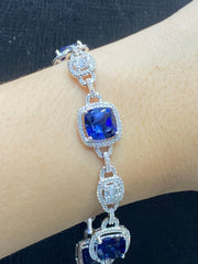 PREORDER | Sapphire Gemstones Cushion Diamond Bracelet 14kt