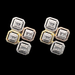 PREORDER | Cushion Multi-Tone Statement Diamond Earrings 14kt
