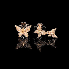 Rose Butterfly Deco Second Piercing Stud Diamond Earrings 14kt