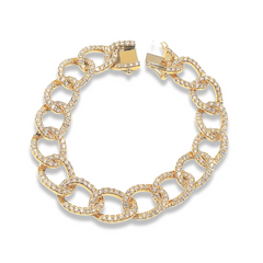 Golden Studded Chain Diamond Bracelet 14kt