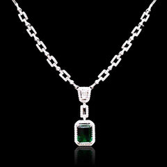 PREORDER | Green Emerald Drop Gemstones Diamond Choker Necklace 14kt