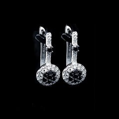 PREORDER | Round Dangling Hoop Black Colored Diamond Earrings 14kt