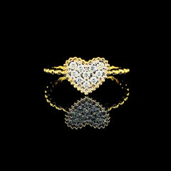 PREORDER | Golden Heart Paved Diamond Ring 14kt