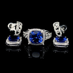 PREORDER | Blue Sapphire Chain Gemstones Diamond Jewelry Set 14kt