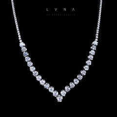 19.7cts Round Brilliant Solitaire Eternity Tennis Diamond Necklace 18kt