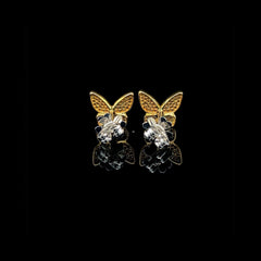 Golden Classic Butterfly Deco Stud Diamond Earring 14kt