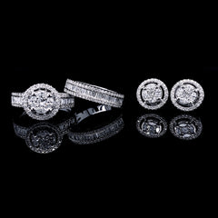 PREORDER| Round Invisible Setting Paved Diamond Jewelry Set 14kt