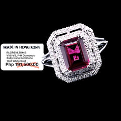 PREORDER | Red Ruby Emerald Halo Gemstones Diamond Ring 14kt