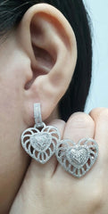 CLEARANCE BEST | Heart Deco Diamond Dangling Jewelry Set 14kt