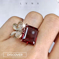 FLASH DEAL | 10ct Nano Ruby Rose Butterfly Deco Diamond Ring