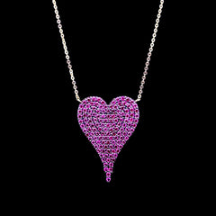 PREORDER | Golden Heart Pink Rubies Gemstones Necklace 14kt