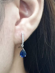 PREORDER | Teardrop Sapphire Diamond EarringsDangling 14kt