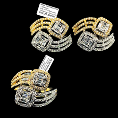 PREORDER| Multi-Tone Cushion Crossover Diamond Jewelry Set 14kt