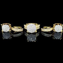 CLEARANCE BEST | Golden Round Paved Diamond Jewelry Set 14kt