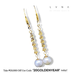 CLEARANCE BEST | 18K Golden Feather Pearl Drop Dangling Earrings
