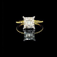 PREORDER | Golden Square Baguette Diamond Ring 14kt