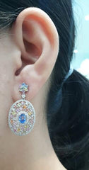 PREORDER | Colored Deco Dangling Diamond Earrings 14kt