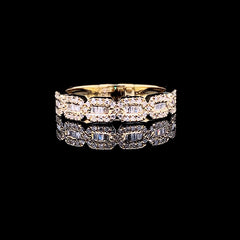 PREORDER | Golden Half Eternity Paved Baguette Diamond Ring 14kt