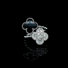 PREORDER | Onyx and Floral Clover Diamond Ring 14kt