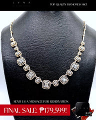 PREORDER | Golden Cushion Halo Station Diamond Necklace 14kt