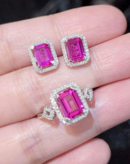 PREORDER | Pink Ruby Gemstones Diamond Jewelry Set 14kt