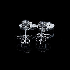 PREORDER | Round Baguette Halo Dangling Diamond Earrings 14kt