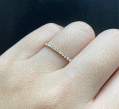 PREORDER | Golden Round Paved Half Eternity Diamond Ring 14kt