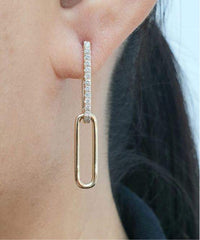 PREORDER | Golden Reco Chain Link Drop Dangling Diamond Earrings 14kt