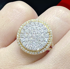 PREORDER | Golden Large Round Paved Band Diamond Ring 14kt