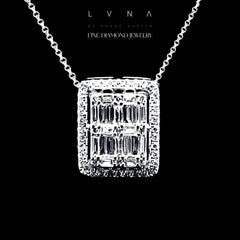 PREORDER | Large Emerald Baguette Paved Diamond Necklace 14kt